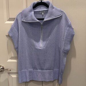 White Birch Lt Blue Quarter Zip Top